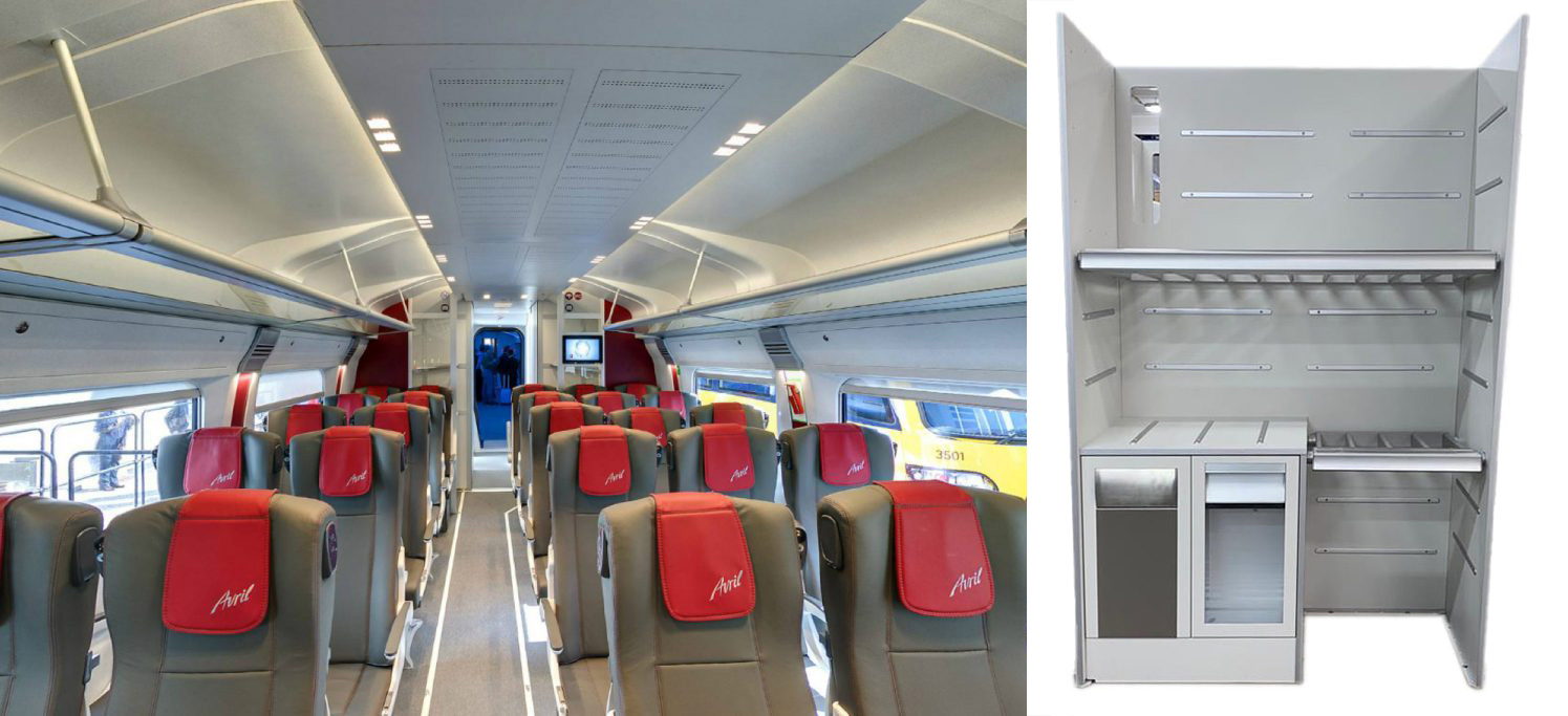 Detalle Interior Talgo + Maletero Talgo proyecto DSB Dinamarca